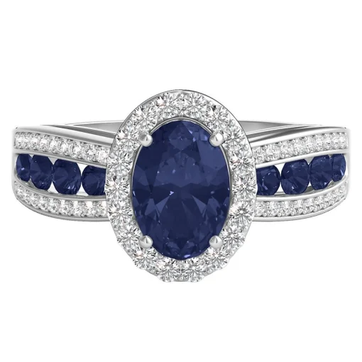 Blue Sapphire & 1/4 Ct. Tw. Diamond Ring In 10K White Gold