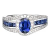 Blue Sapphire & 3/4 Ct. Tw. Diamond Ring In 10K White Gold