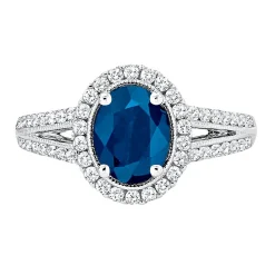 Blue Sapphire & 1/2 Ct. Tw. Diamond Ring In 14K White Gold