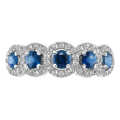 Blue Sapphire & 1/3 Ct. Tw. Diamond Ring In 14K White Gold
