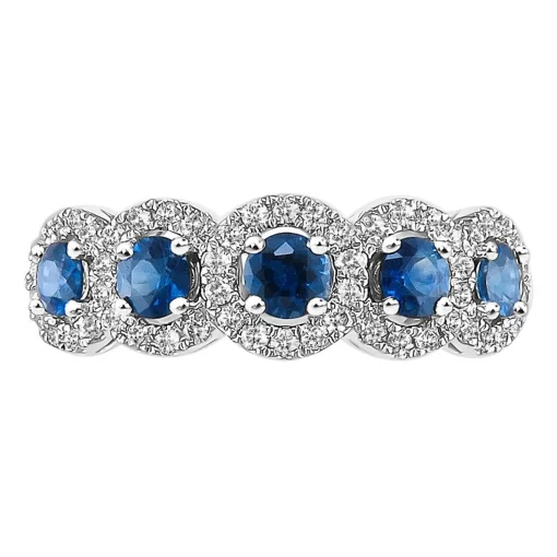 Blue Sapphire & 1/3 Ct. Tw. Diamond Ring In 14K White Gold