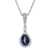 Blue Sapphire & 1/5 Ct. Tw. Diamond Pendant In 10K White Gold