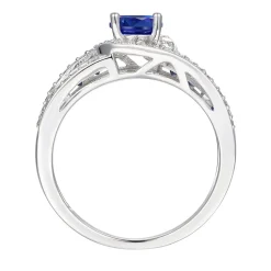 Blue Sapphire & 3/4 Ct. Tw. Diamond Ring In 10K White Gold