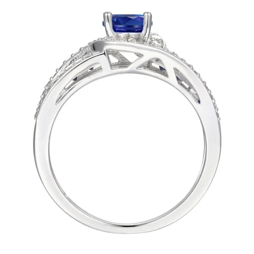 Blue Sapphire & 3/4 Ct. Tw. Diamond Ring In 10K White Gold