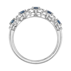 Blue Sapphire & 1/3 Ct. Tw. Diamond Ring In 14K White Gold