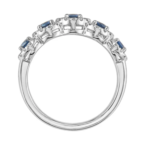 Blue Sapphire & 1/3 Ct. Tw. Diamond Ring In 14K White Gold