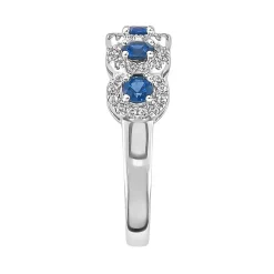 Blue Sapphire & 1/3 Ct. Tw. Diamond Ring In 14K White Gold