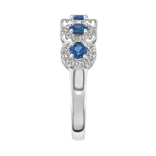 Blue Sapphire & 1/3 Ct. Tw. Diamond Ring In 14K White Gold
