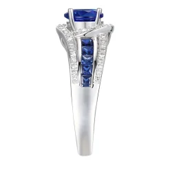 Blue Sapphire & 3/4 Ct. Tw. Diamond Ring In 10K White Gold