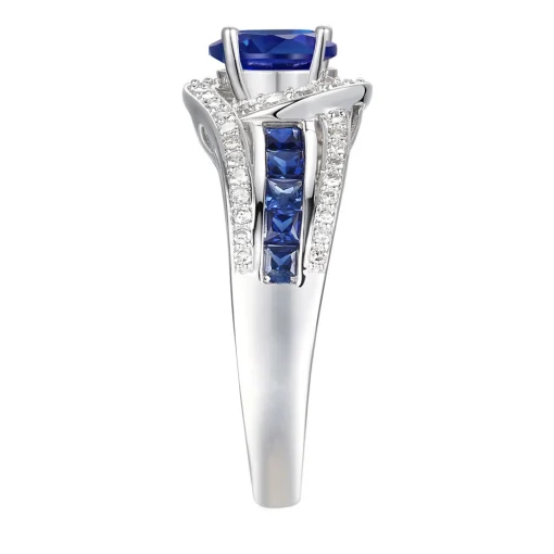 Blue Sapphire & 3/4 Ct. Tw. Diamond Ring In 10K White Gold