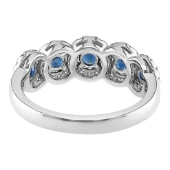 Blue Sapphire & 1/3 Ct. Tw. Diamond Ring In 14K White Gold