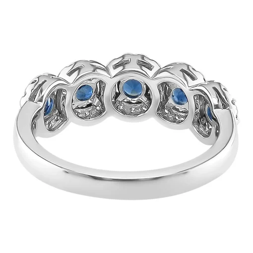 Blue Sapphire & 1/3 Ct. Tw. Diamond Ring In 14K White Gold