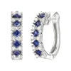Blue Sapphire & Diamond Hoop Earrings In 10K White Gold (1/3 Ct. Tw.)