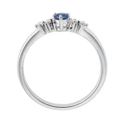 Blue Sapphire & Diamond Ring In 10K White Gold