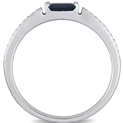 Blue Sapphire & Diamond Stacking Ring In 10K White Gold (1/10 Ct. Tw.)