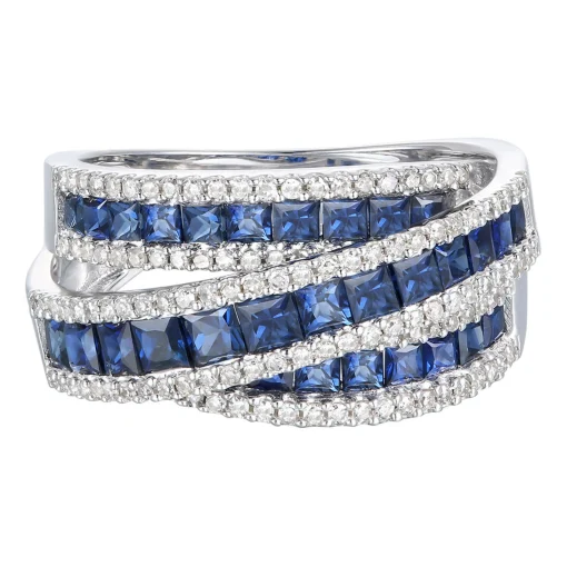 Blue Sapphire And Diamond Wrap Band In 10K White Gold (1/2 Ct. Tw.)
