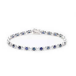 Blue Sapphire And Diamond Bracelet In 14K White Gold (1 Ct. Tw.)