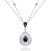 Blue Sapphire And Diamond Pendant In 14K White Gold (1 Ct. Tw.)