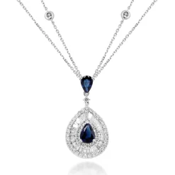 Blue Sapphire And Diamond Pendant In 14K White Gold (1 Ct. Tw.)