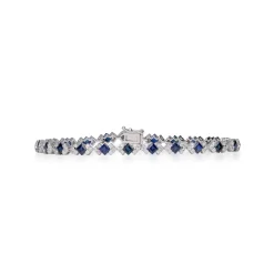 Blue Sapphire And Diamond Bracelet In 14K White Gold (1 Ct. Tw.)