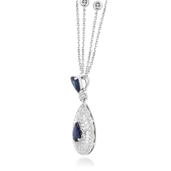 Blue Sapphire And Diamond Pendant In 14K White Gold (1 Ct. Tw.)