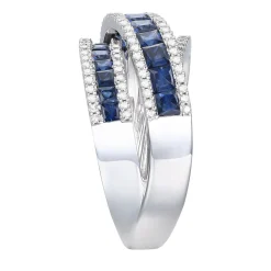 Blue Sapphire And Diamond Wrap Band In 10K White Gold (1/2 Ct. Tw.)