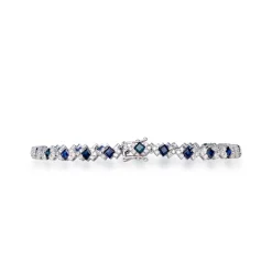 Blue Sapphire And Diamond Bracelet In 14K White Gold (1 Ct. Tw.)