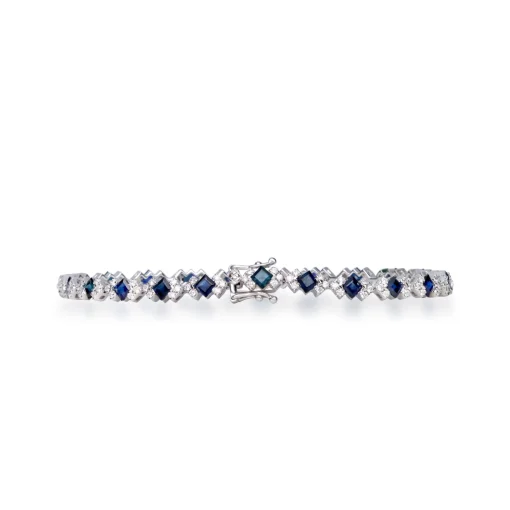 Blue Sapphire And Diamond Bracelet In 14K White Gold (1 Ct. Tw.)