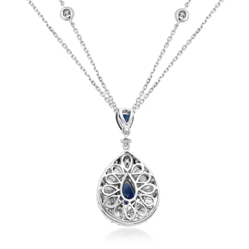 Blue Sapphire And Diamond Pendant In 14K White Gold (1 Ct. Tw.)