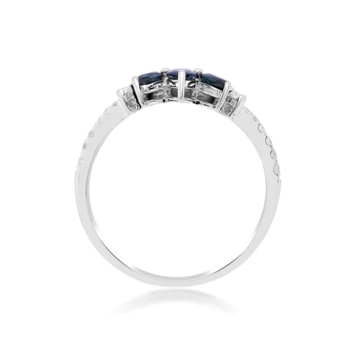 Blue Sapphire And Diamond Engagement Ring Set In 14K White Gold (1 1/2 Ct. Tw.)