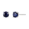 Blue Sapphire Stud Earrings With Four Prongs In 14K White Gold