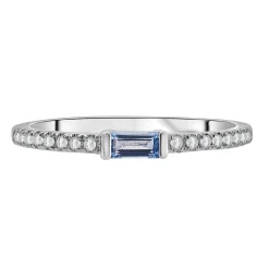 Blue Topaz & Lab Created White Sapphire Stacking Ring In 10K White Gold