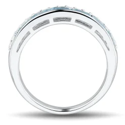 Blue Topaz & Lab Created White Sapphire Stack Ring In Sterling Silver