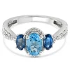Blue Topaz And Diamond Accent Ring In 10K White Gold