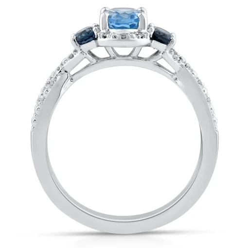 Blue Topaz And Diamond Accent Ring In 10K White Gold