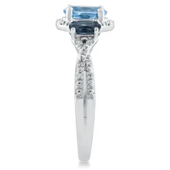 Blue Topaz And Diamond Accent Ring In 10K White Gold