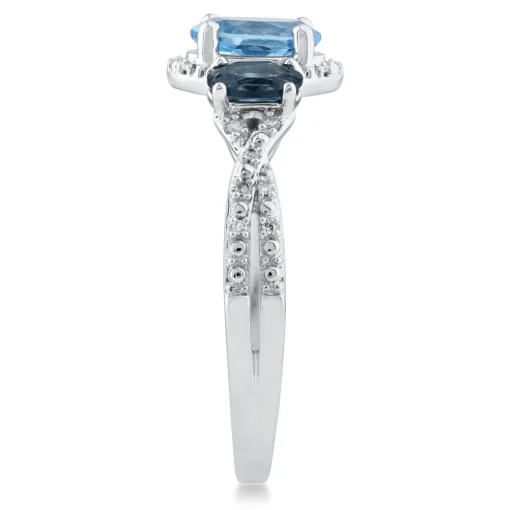 Blue Topaz And Diamond Accent Ring In 10K White Gold