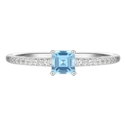 Blue Topaz And Lab Created White Sapphire Ring In Sterling Silver