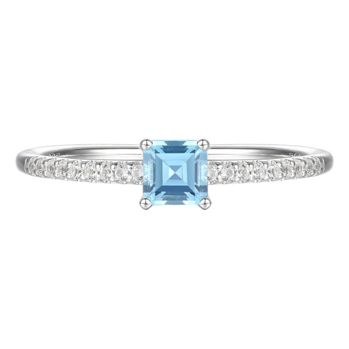 Blue Topaz And Lab Created White Sapphire Ring In Sterling Silver