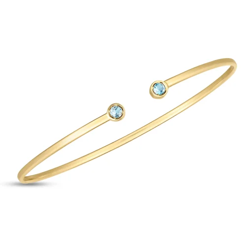 Blue Topaz Cuff In 14K Yellow Gold