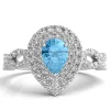 Blue Topaz Ring With Lab Created White Sapphires In Sterling Silver