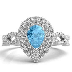 Blue Topaz Ring With Lab Created White Sapphires In Sterling Silver