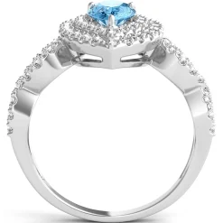 Blue Topaz Ring With Lab Created White Sapphires In Sterling Silver