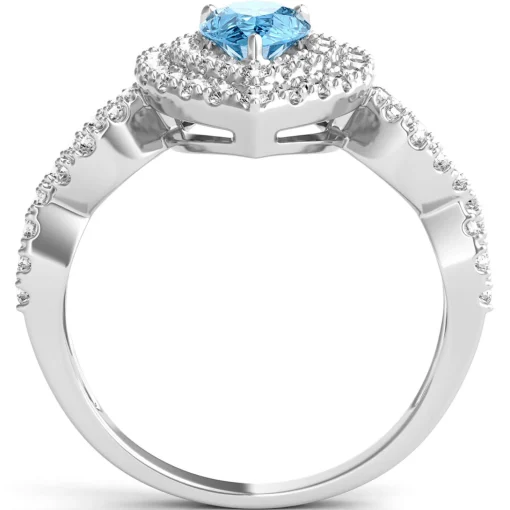 Blue Topaz Ring With Lab Created White Sapphires In Sterling Silver