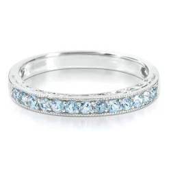 Blue Topaz Stacking Ring In Sterling Silver