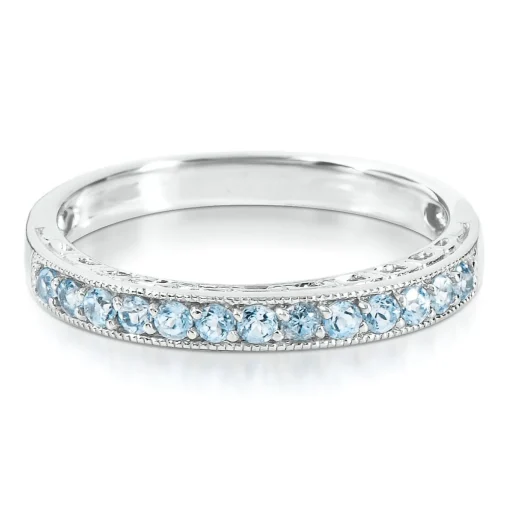 Blue Topaz Stacking Ring In Sterling Silver