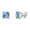 Blue Topaz Stud Earrings With Cushion Cut In 10K White Gold