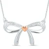 Bow Pendant With Diamond Accents In Sterling Silver