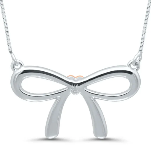 Bow Pendant With Diamond Accents In Sterling Silver