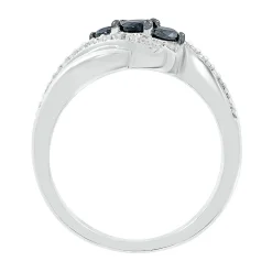 Bypass Diamond Ring With Black Three-Stone Design In Sterling Silver (3/8 Ct. Tw.)